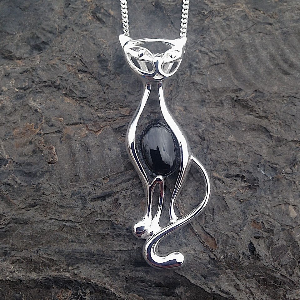 Whitby Jet cat pendant